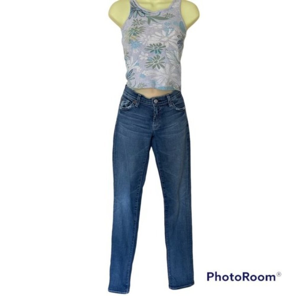 7 For All Mankind Roxanne Casual Retro Skinny Mid Rise Denim Blue Jeans. Size 27